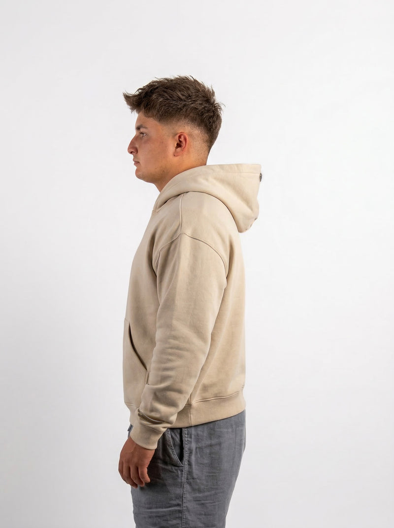 POLERON HOODIE OVERSIZE HOMBRE TOA CORTO BEIGE WAKA