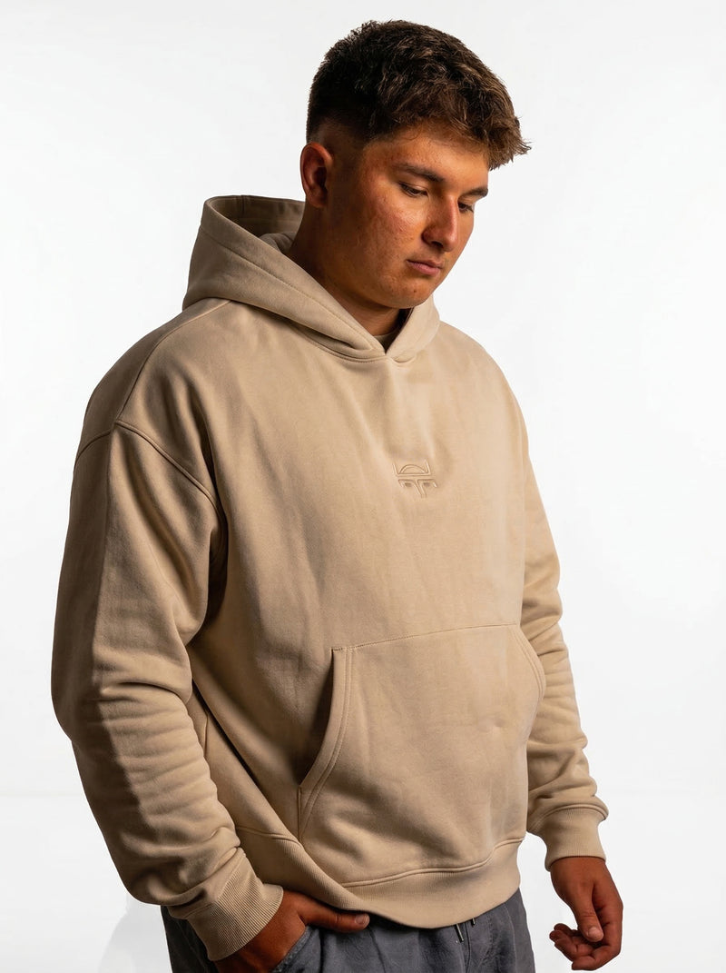 POLERON HOODIE OVERSIZE HOMBRE TOA CORTO BEIGE WAKA
