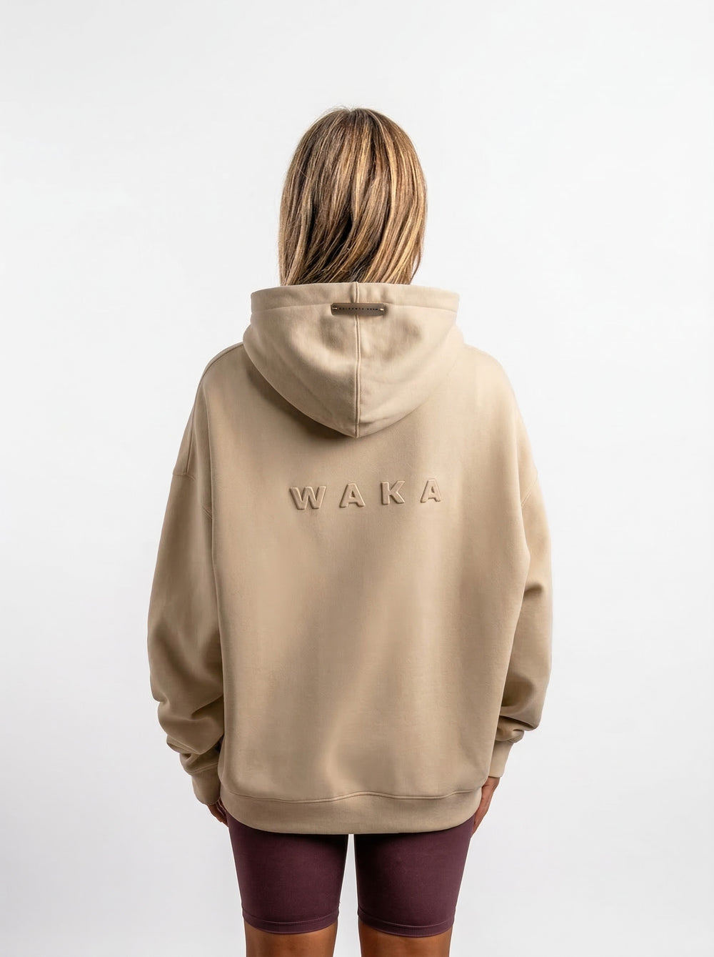 POLERON HOODIE OVERSIZE MUJER TOA CORTO BEIGE WAKA