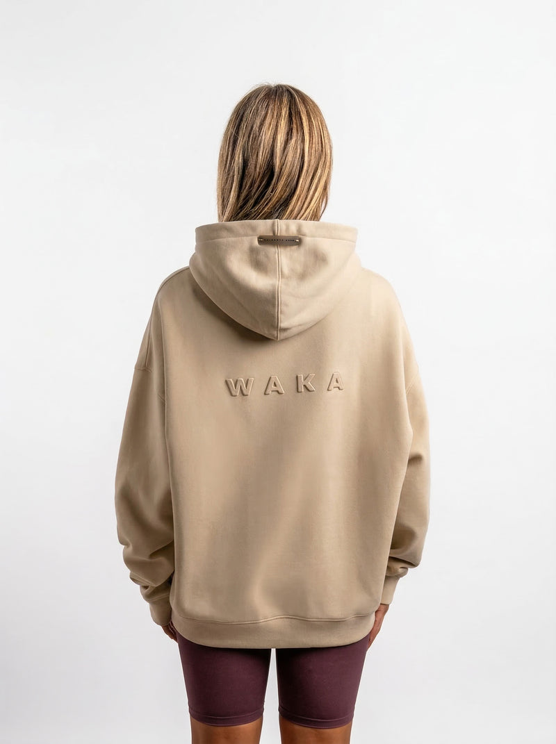 POLERON HOODIE OVERSIZE MUJER TOA CORTO BEIGE WAKA