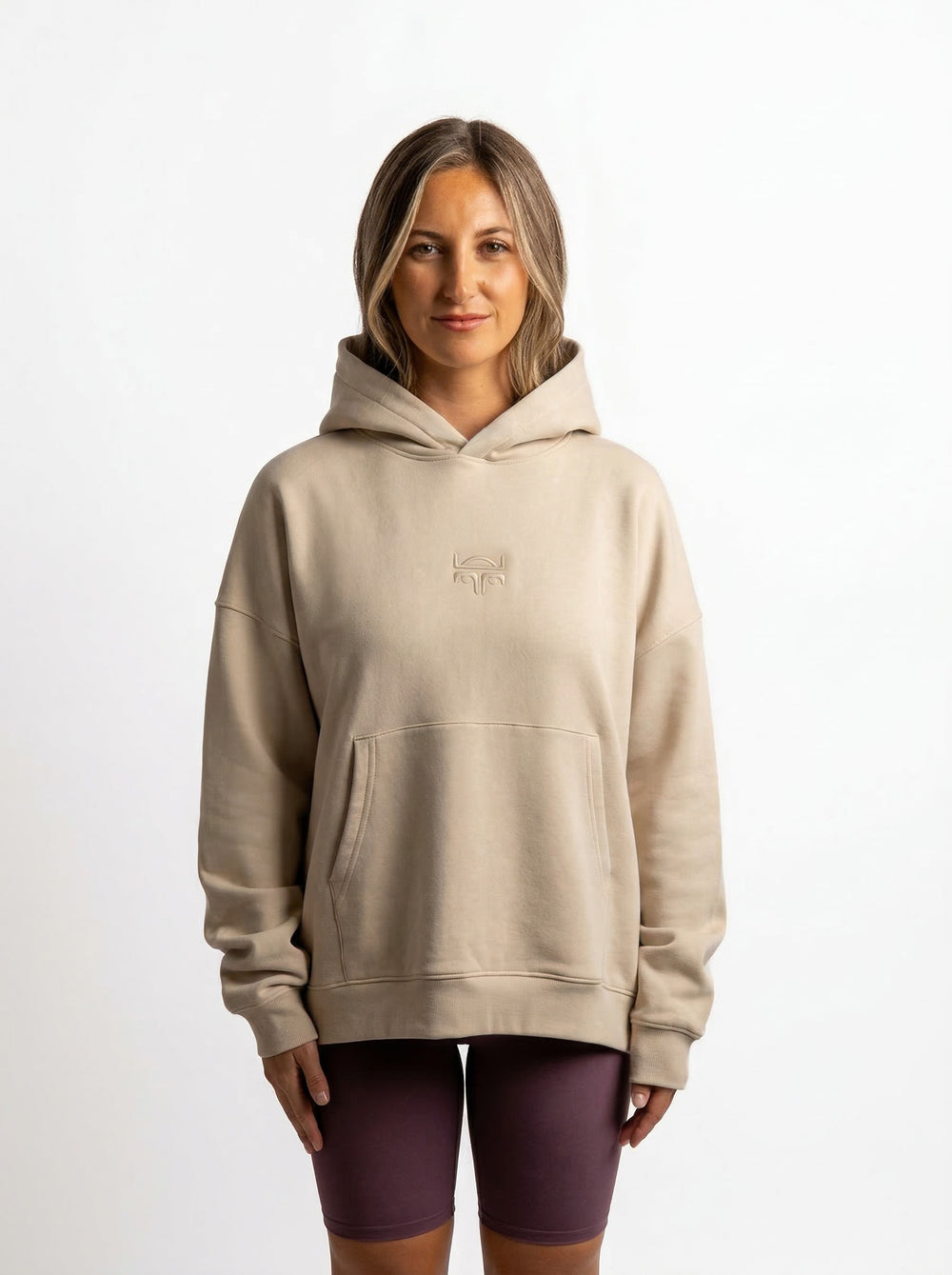 POLERON HOODIE OVERSIZE MUJER TOA CORTO BEIGE WAKA
