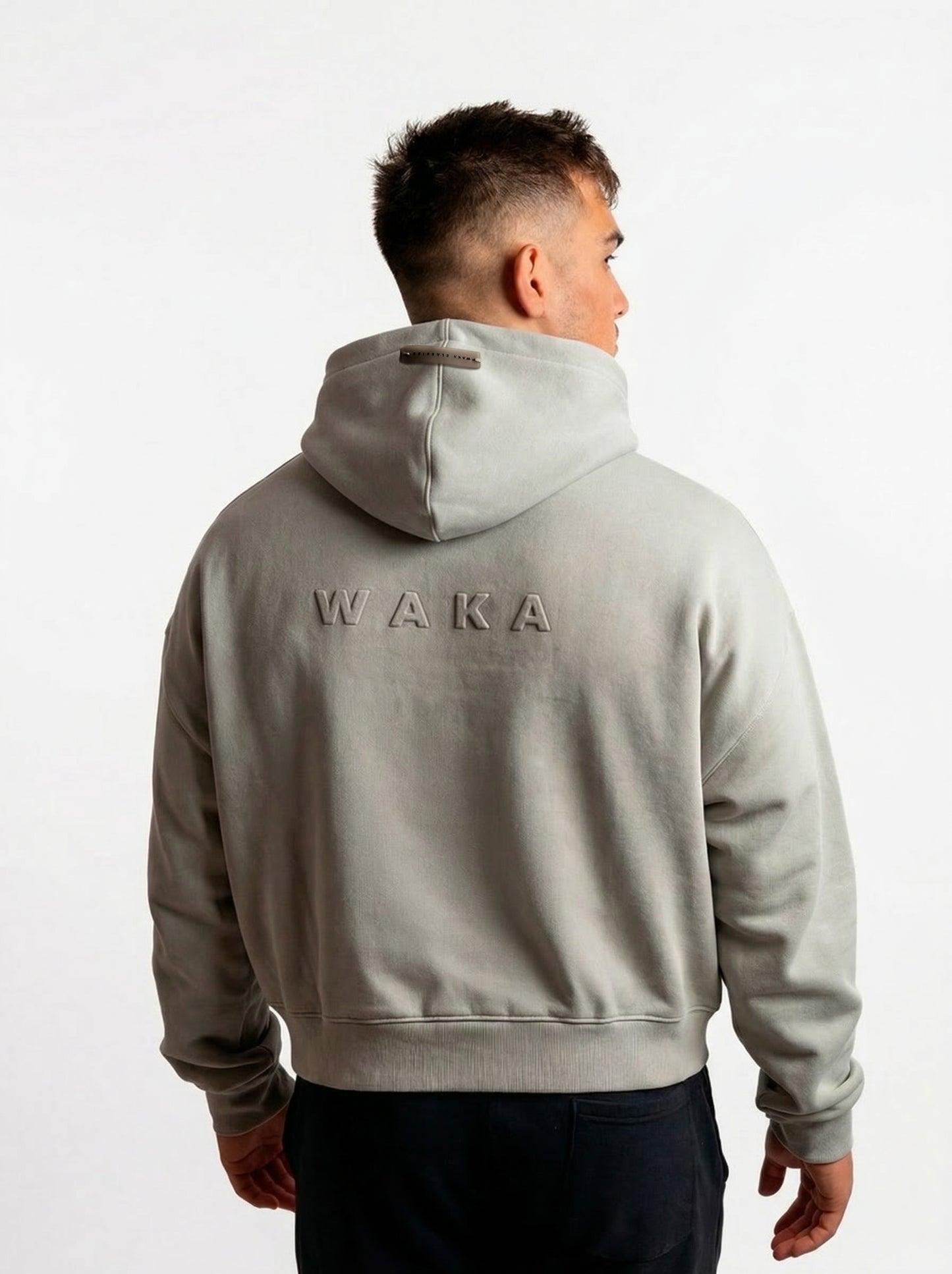 POLERON HOODIE OVERSIZE HOMBRE TOA CORTO GRIS WAKA