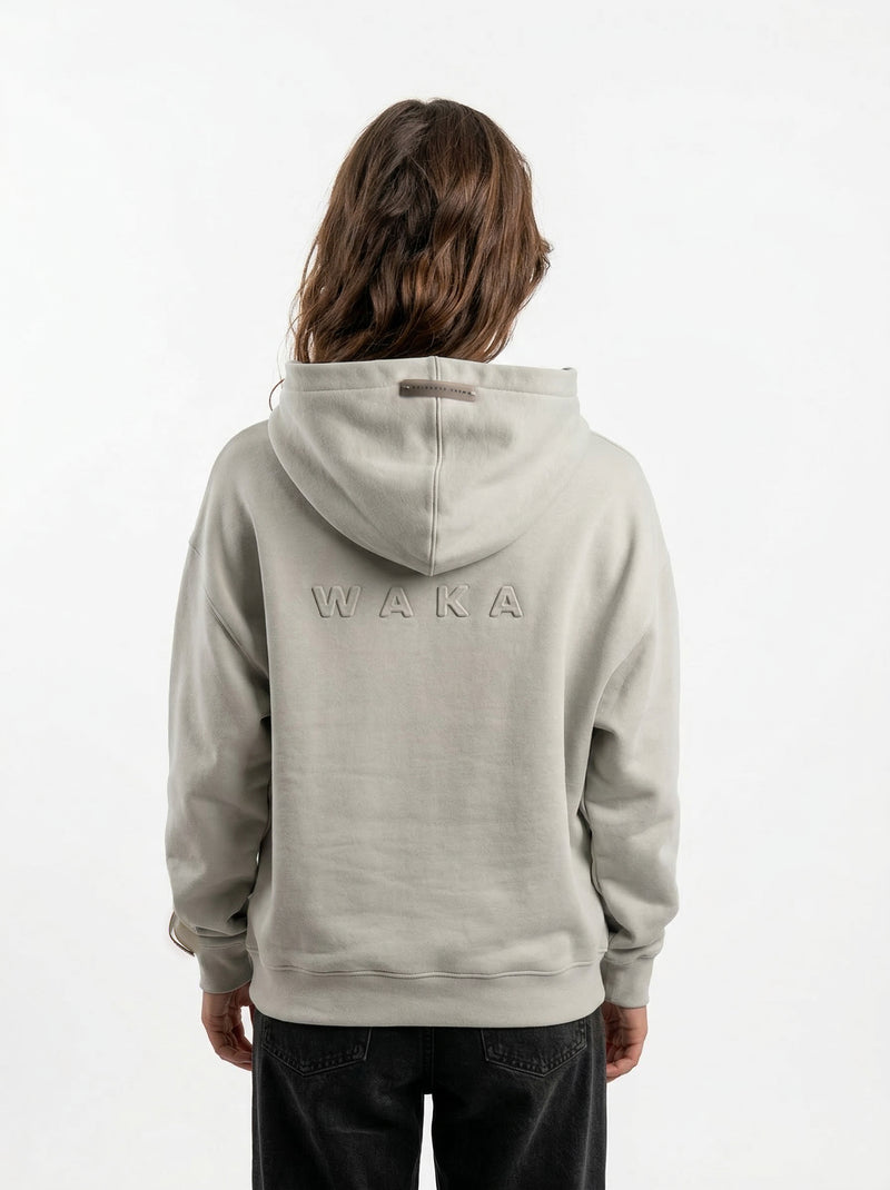 POLERON HOODIE OVERSIZE MUJER TOA CORTO GRIS WAKA