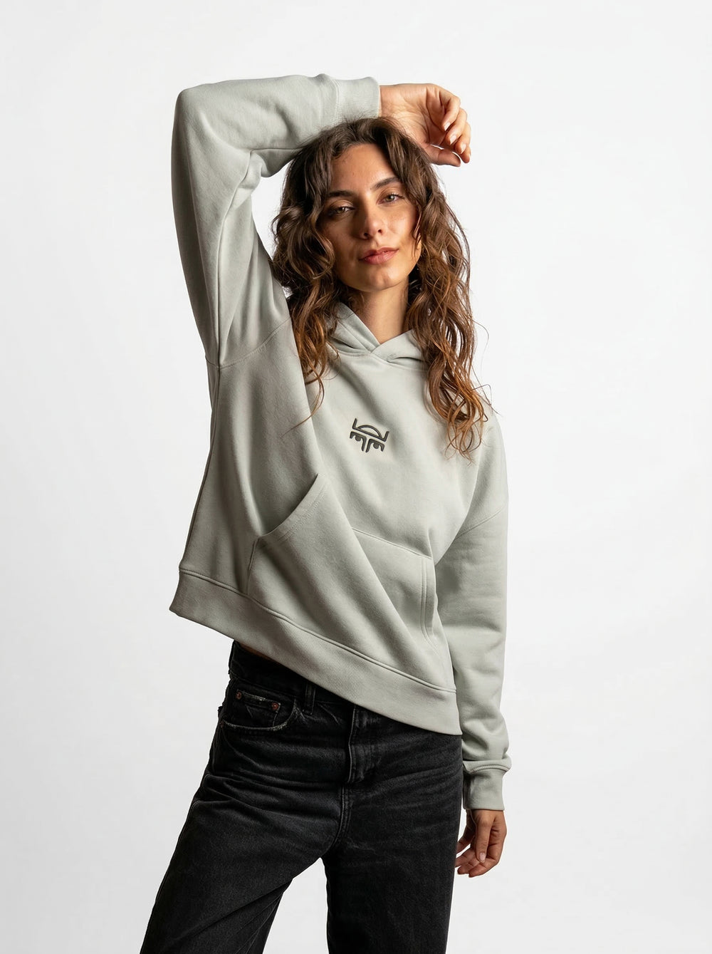 POLERON HOODIE OVERSIZE MUJER TOA CORTO GRIS WAKA