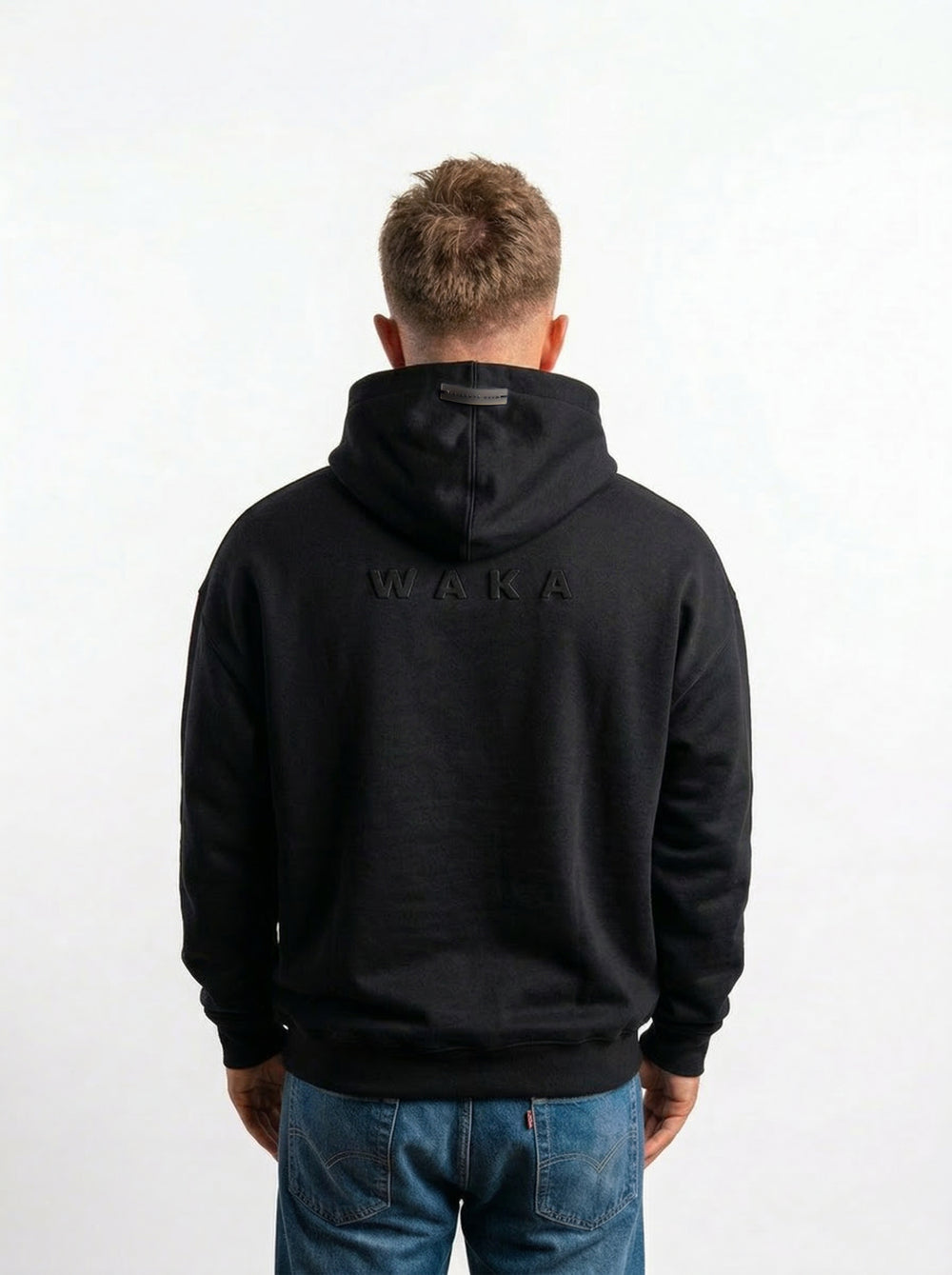 POLERON HOODIE OVERSIZE HOMBRE TOA CORTO NEGRO WAKA