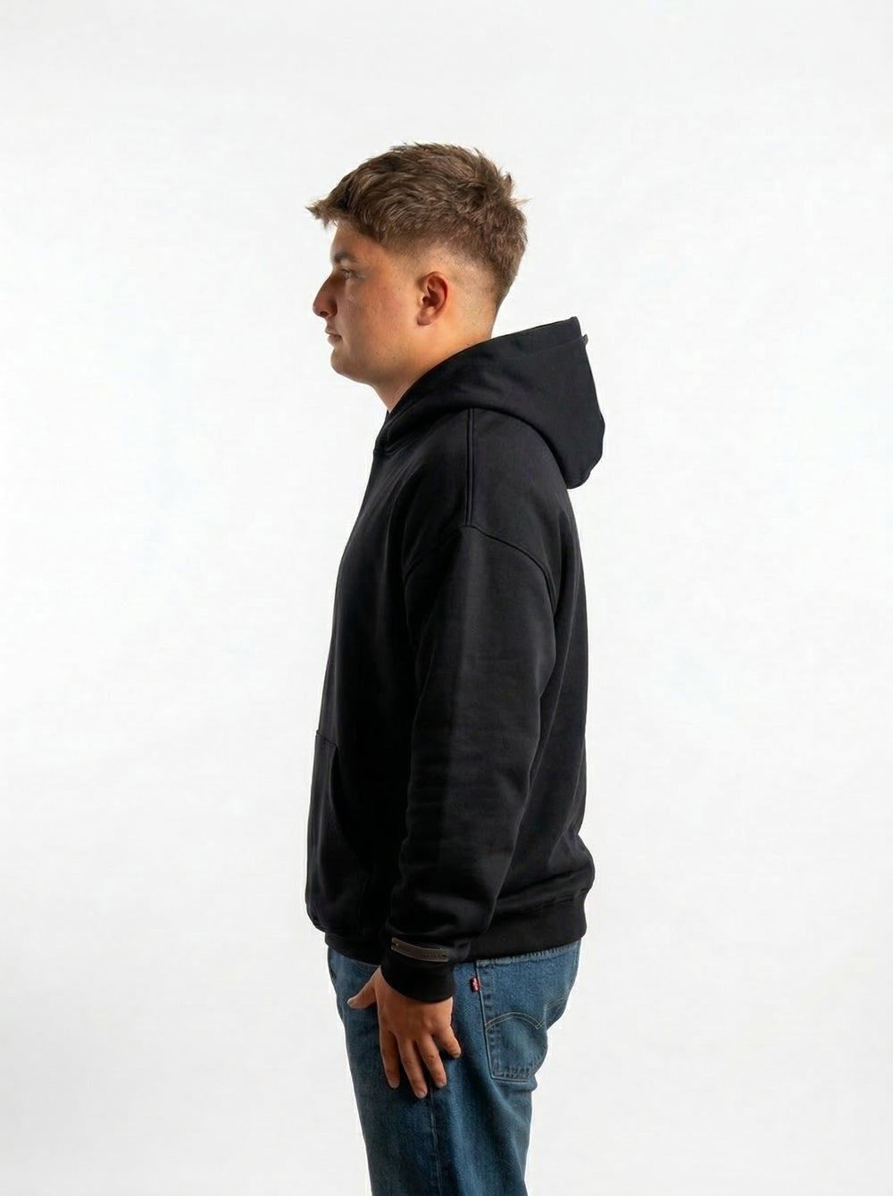 POLERON HOODIE OVERSIZE HOMBRE TOA CORTO NEGRO WAKA