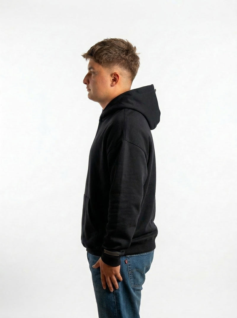 POLERON HOODIE OVERSIZE HOMBRE TOA CORTO NEGRO WAKA