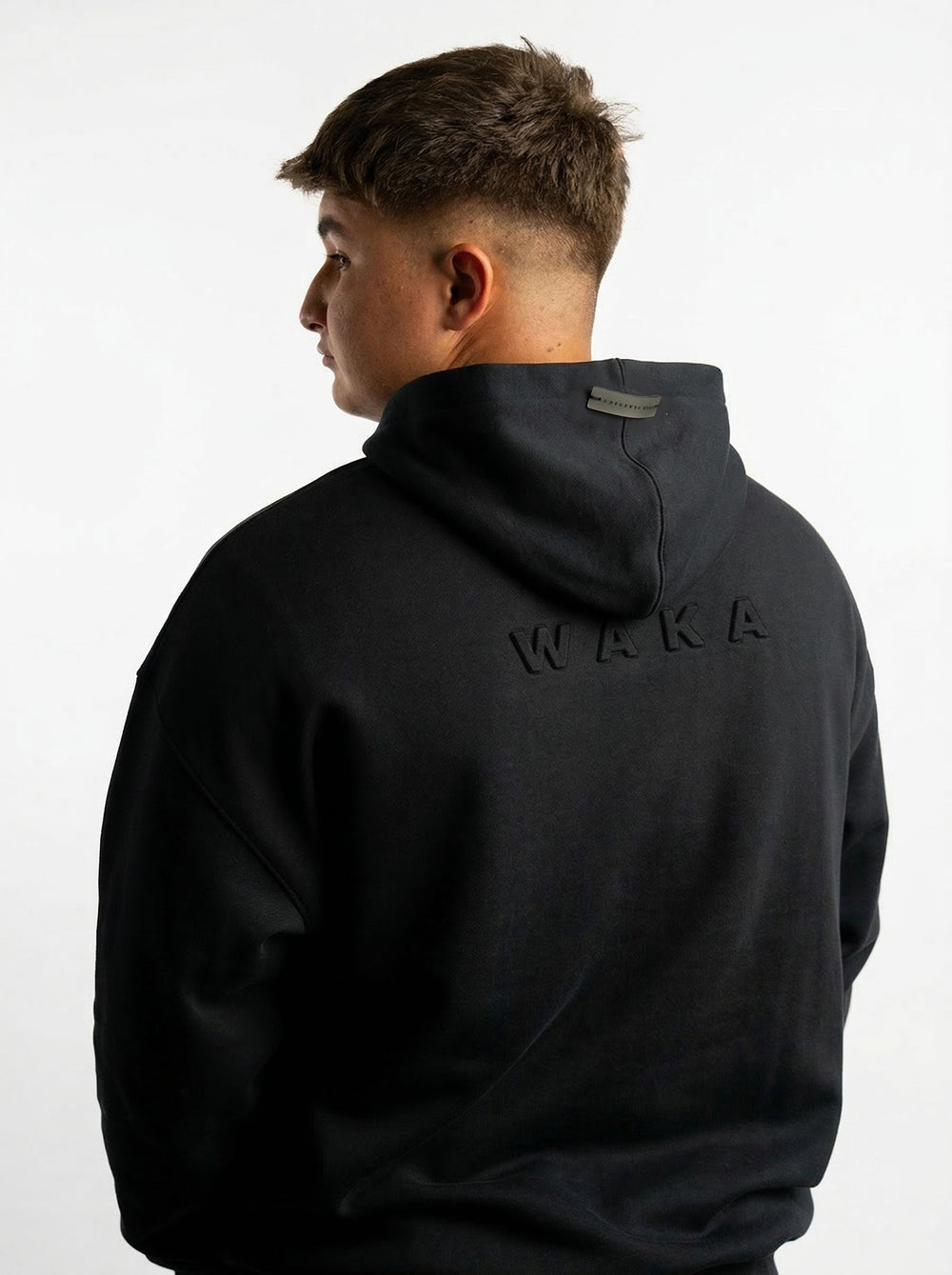 POLERON HOODIE OVERSIZE HOMBRE TOA CORTO NEGRO WAKA