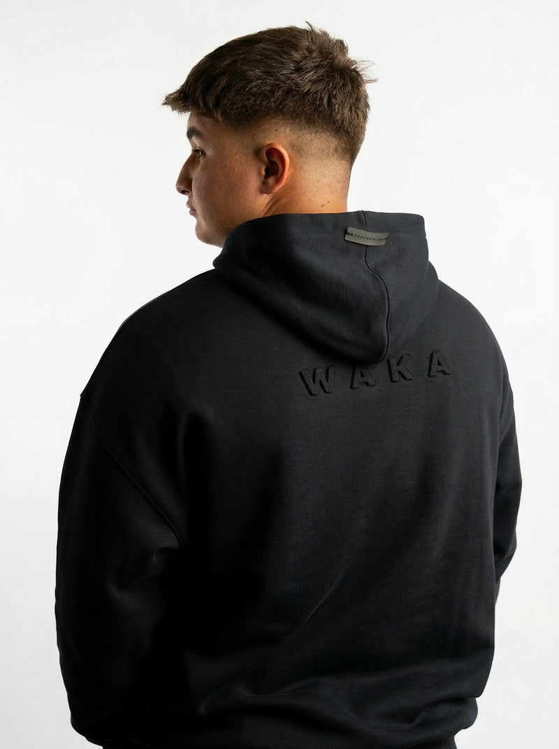 POLERON HOODIE OVERSIZE HOMBRE TOA CORTO NEGRO WAKA