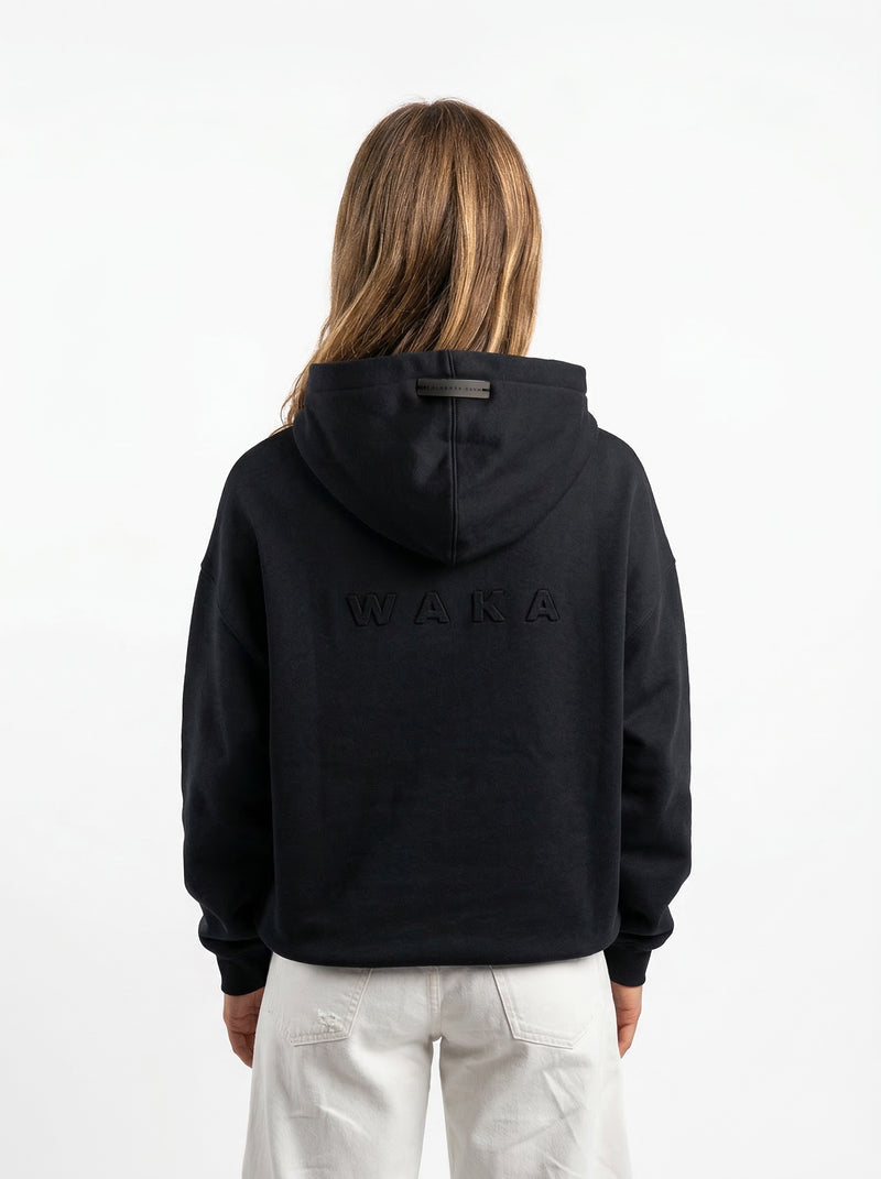POLERON HOODIE OVERSIZE MUJER TOA CORTO NEGRO WAKA