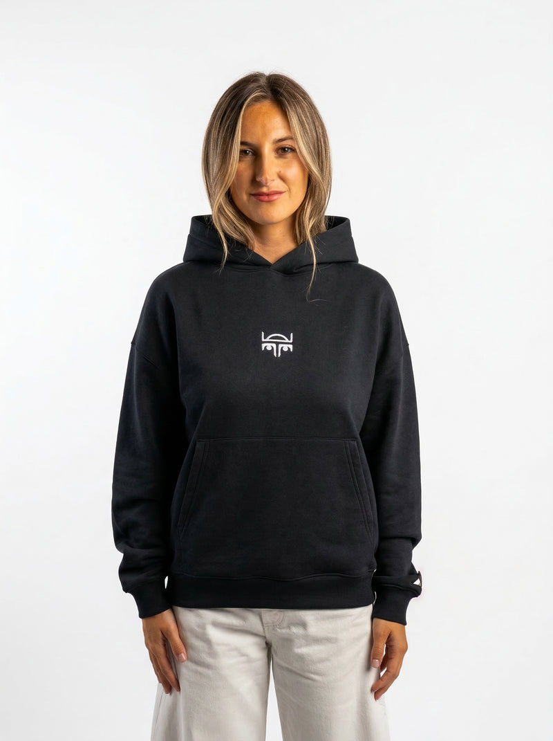 POLERON HOODIE OVERSIZE MUJER TOA CORTO NEGRO WAKA