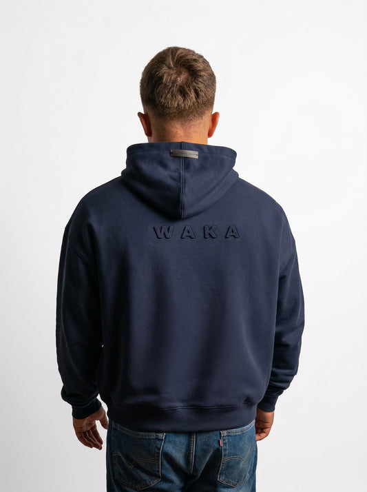 POLERON HOODIE OVERSIZE HOMBRE KAHA LARGO AZUL MARINO WAKA