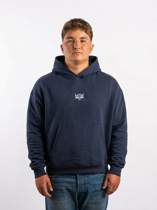 POLERON HOODIE OVERSIZE HOMBRE KAHA LARGO AZUL MARINO WAKA