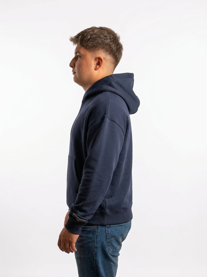 POLERON HOODIE OVERSIZE HOMBRE KAHA LARGO AZUL MARINO WAKA