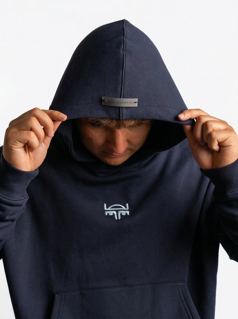POLERON HOODIE OVERSIZE HOMBRE KAHA LARGO AZUL MARINO WAKA