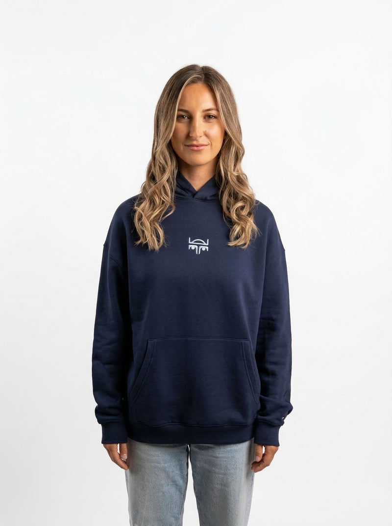 POLERON HOODIE OVERSIZE MUJER KAHA LARGO AZUL MARINO WAKA