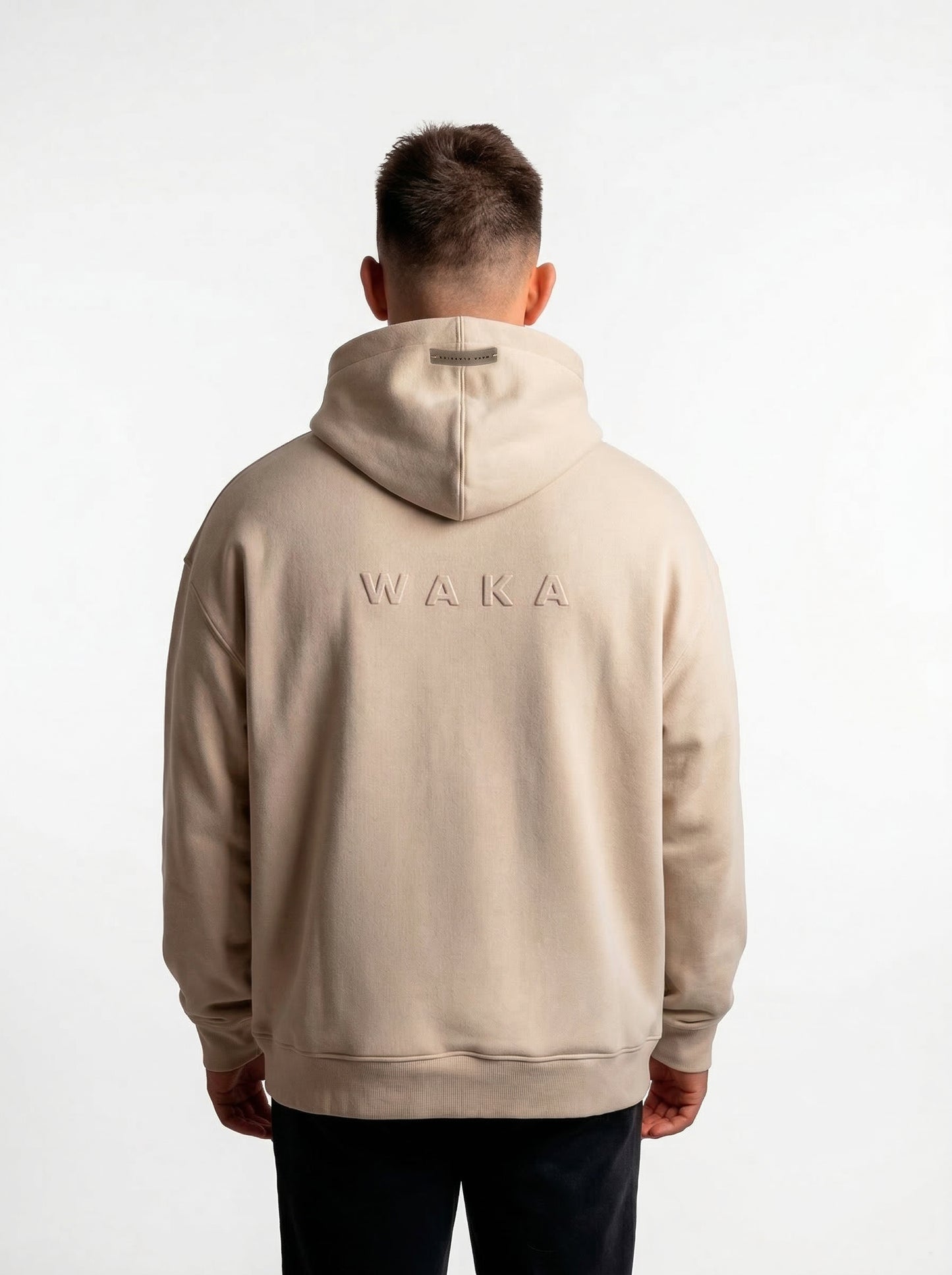 POLERON HOODIE OVERSIZE HOMBRE KAHA LARGO BEIGE WAKA