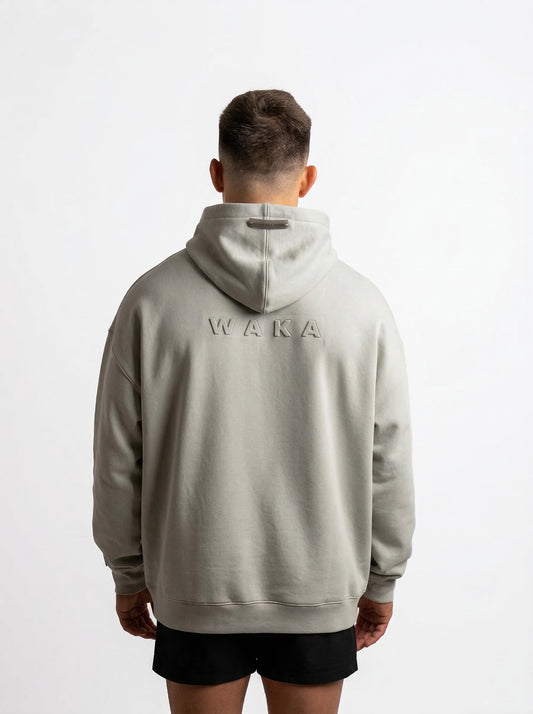 POLERON HOODIE OVERSIZE HOMBRE KAHA LARGO GRIS WAKA