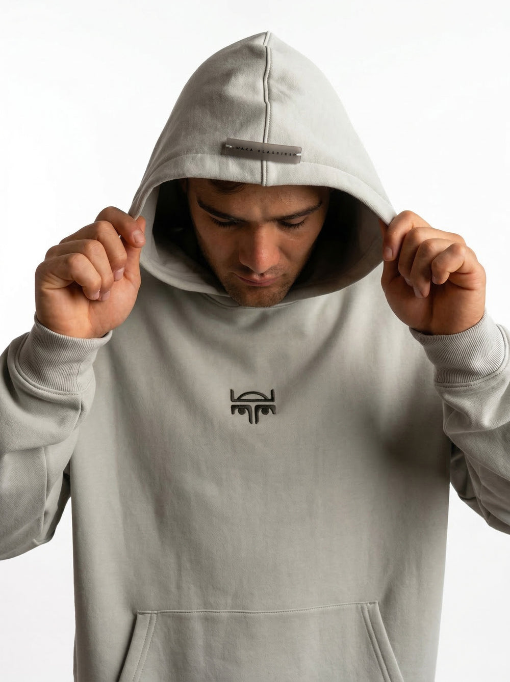 POLERON HOODIE OVERSIZE HOMBRE KAHA LARGO GRIS WAKA