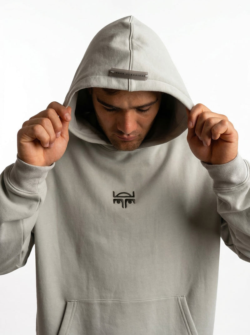 POLERON HOODIE OVERSIZE HOMBRE KAHA LARGO GRIS WAKA