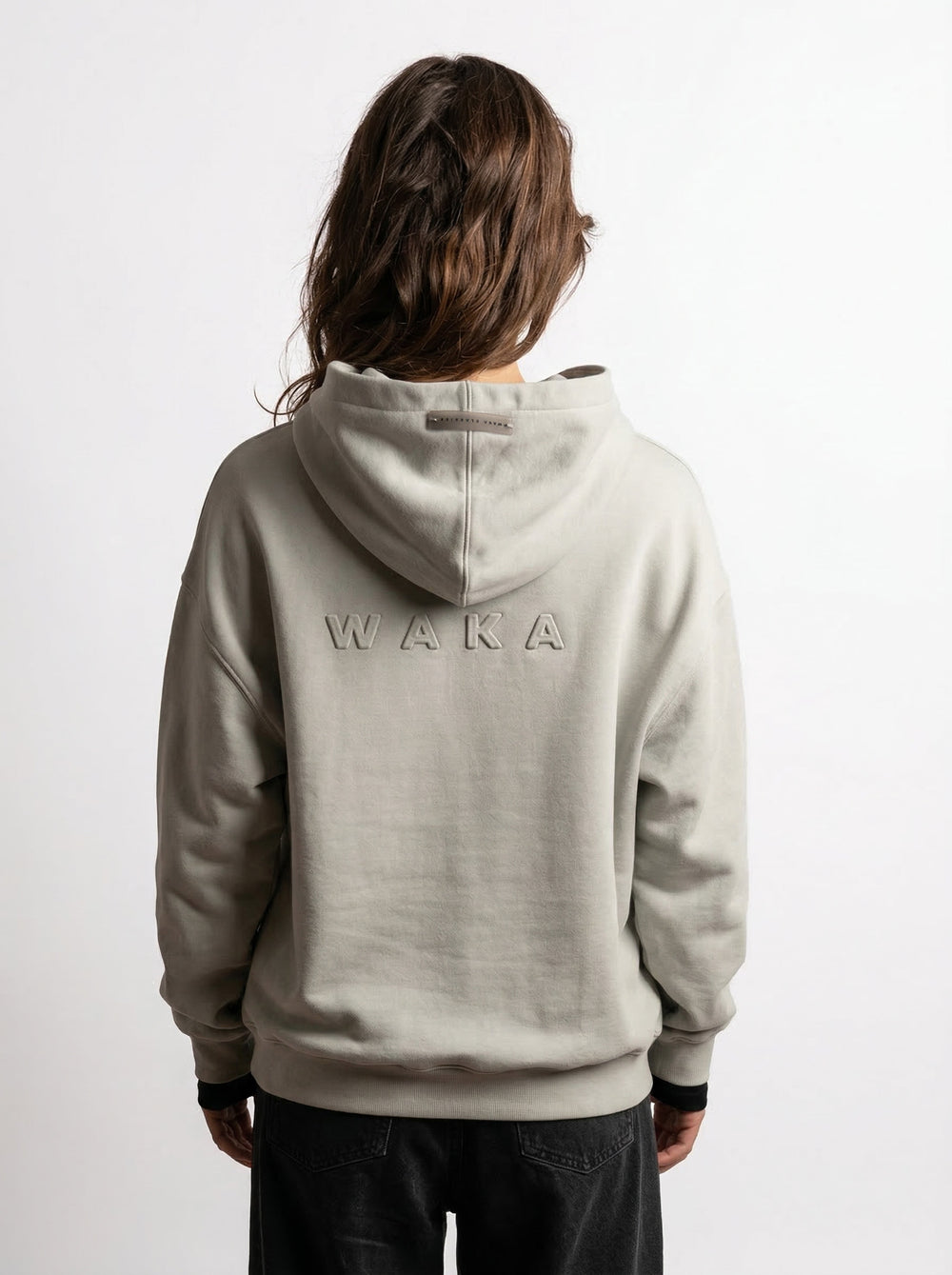 POLERON HOODIE OVERSIZE MUJER KAHA LARGO GRIS WAKA