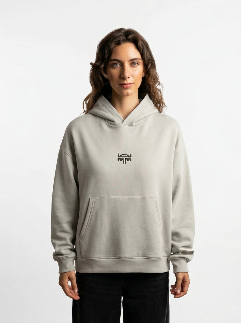 POLERON HOODIE OVERSIZE MUJER KAHA LARGO GRIS WAKA