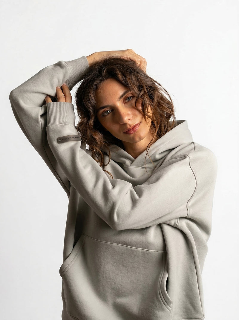 POLERON HOODIE OVERSIZE MUJER KAHA LARGO GRIS WAKA