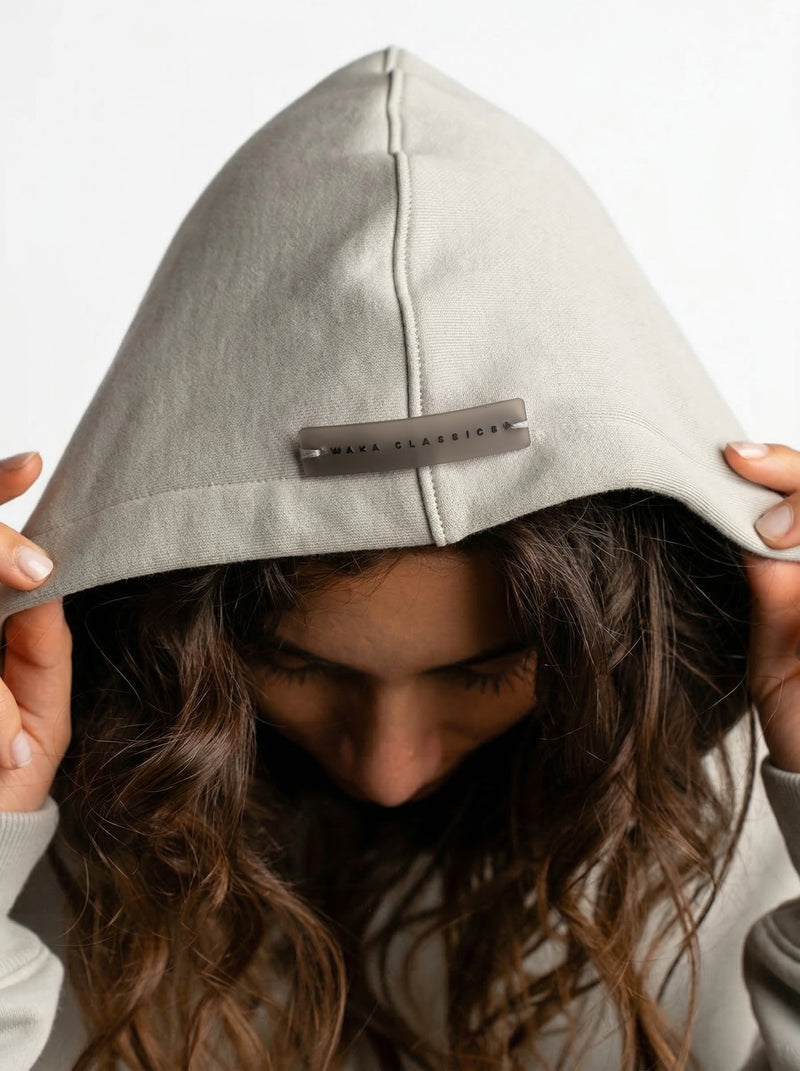 POLERON HOODIE OVERSIZE MUJER KAHA LARGO GRIS WAKA