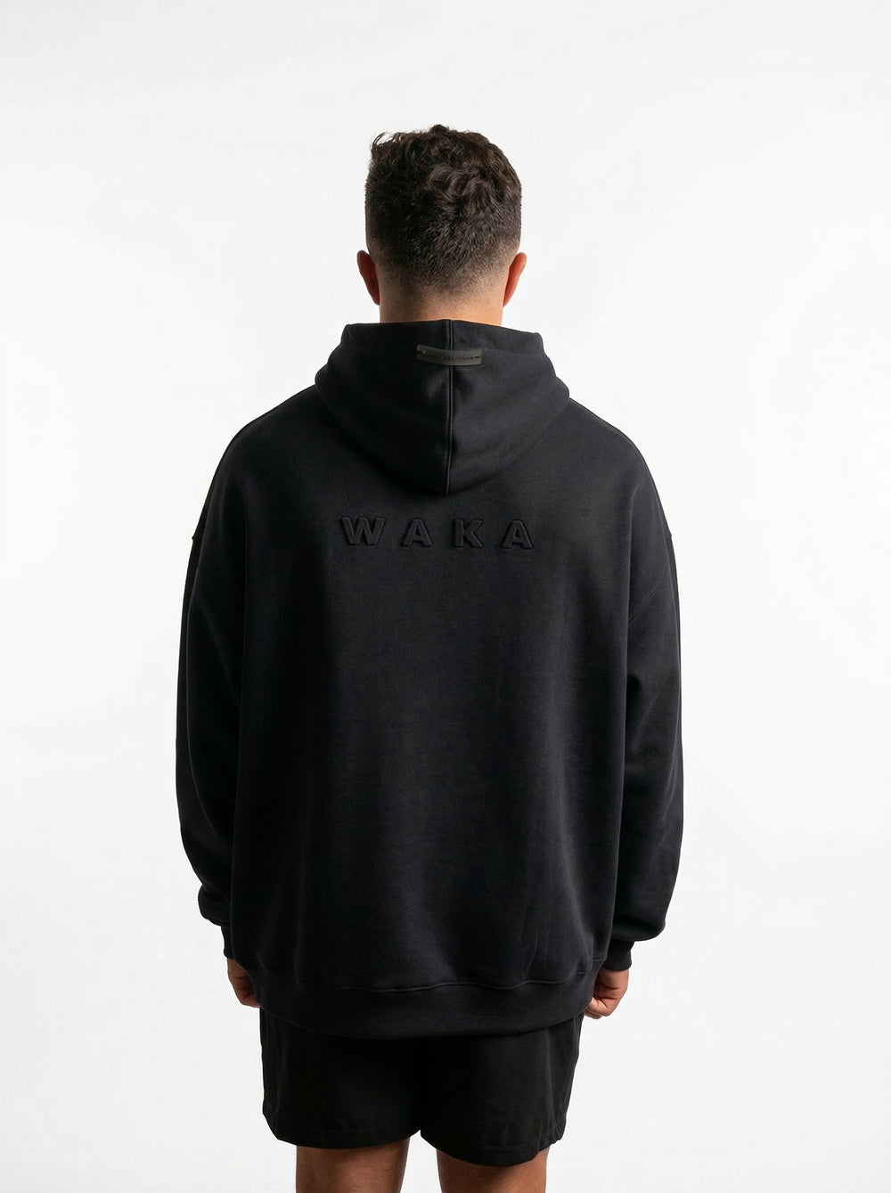 POLERON HOODIE OVERSIZE HOMBRE KAHA LARGO NEGRO WAKA