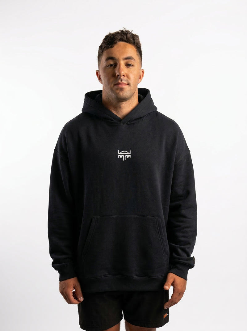 POLERON HOODIE OVERSIZE HOMBRE KAHA LARGO NEGRO WAKA