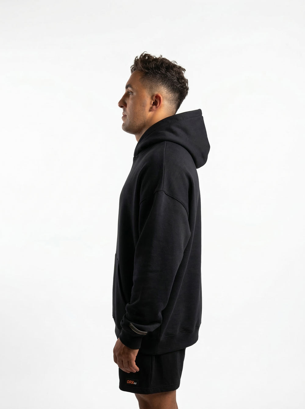 POLERON HOODIE OVERSIZE HOMBRE KAHA LARGO NEGRO WAKA