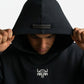 POLERON HOODIE OVERSIZE HOMBRE KAHA LARGO NEGRO WAKA