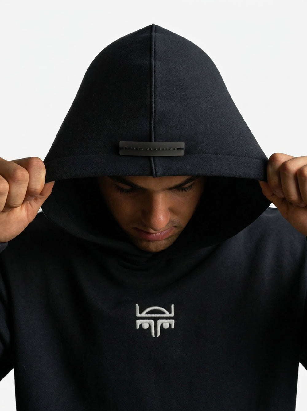 POLERON HOODIE OVERSIZE HOMBRE KAHA LARGO NEGRO WAKA