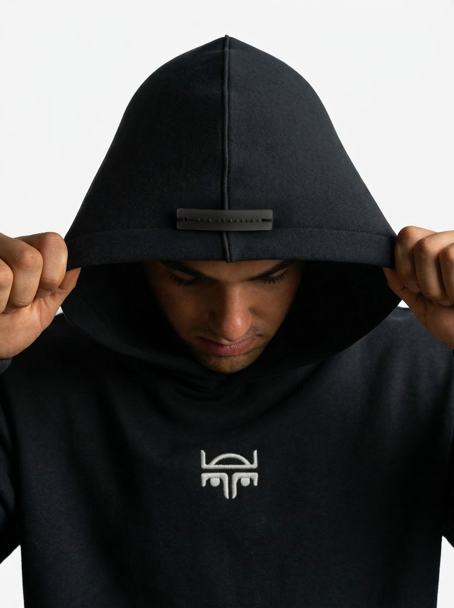 POLERON HOODIE OVERSIZE HOMBRE KAHA LARGO NEGRO WAKA