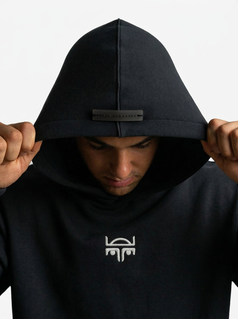 POLERON HOODIE OVERSIZE HOMBRE KAHA LARGO NEGRO WAKA