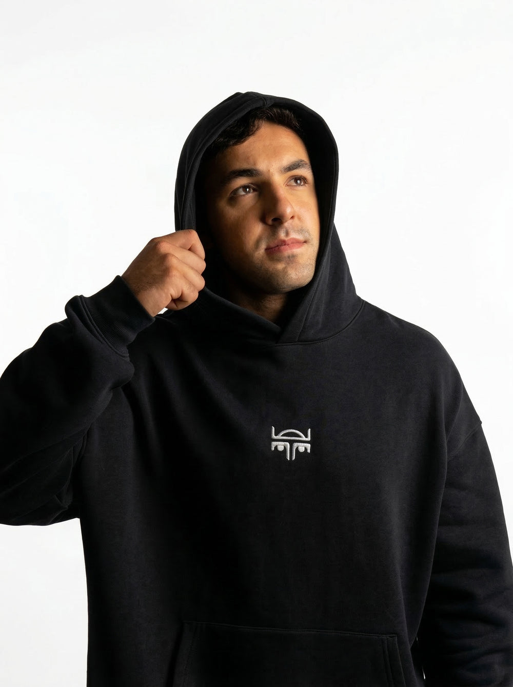 POLERON HOODIE OVERSIZE HOMBRE KAHA LARGO NEGRO WAKA