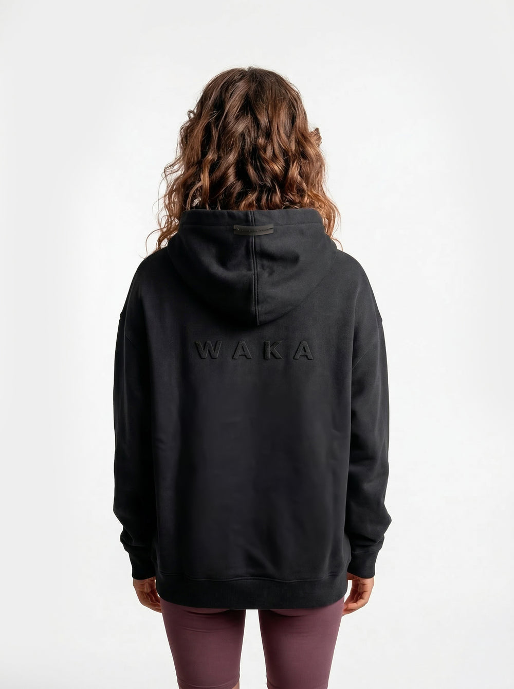 POLERON HOODIE OVERSIZE MUJER KAHA LARGO NEGRO WAKA